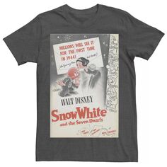 Мужская полноцветная винтажная футболка с плакатом «Белоснежка и семь гномов» Disney