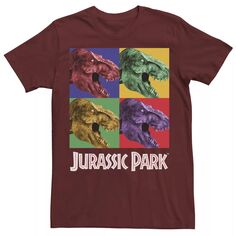 Мужская футболка в стиле поп-арт с четырьмя квадратами «Парк Юрского периода» в стиле «Дино» Jurassic World
