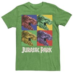 Мужская футболка в стиле поп-арт с четырьмя квадратами «Парк Юрского периода» в стиле «Дино» Jurassic World