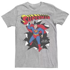 Мужская футболка с графическим плакатом и плакатом DC Comics «Супермен сквозь стену» Licensed Character