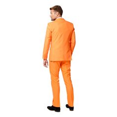 Мужской комплект Slim Fit, однотонный костюм и галстуки OppoSuits, оранжевый
