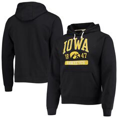 Мужская лига студенческая одежда Черный флисовый пуловер с капюшоном Iowa Hawkeyes Volume Up Essential