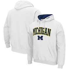 Мужской белый пуловер с капюшоном Michigan Wolverines Arch &amp; Logo 3.0 Colosseum