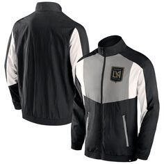 Мужская спортивная куртка с молнией во всю длину реглан черного цвета с логотипом LAFC Net Goal Fanatics