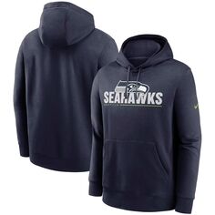 Мужской темно-синий пуловер с капюшоном Seattle Seahawks Team Impact Club Nike