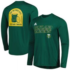 Мужская зеленая футболка Portland Timbers Jersey с крючками AEROREADY с длинным рукавом adidas