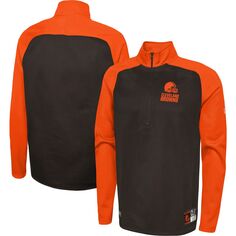 Мужская коричневая куртка Cleveland Browns Joint Authentic O-Line с полумолнией на молнии реглан New Era