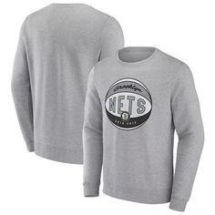 Мужской фирменный серый пуловер с принтом Brooklyn Nets True Classics в винтажном стиле Fanatics