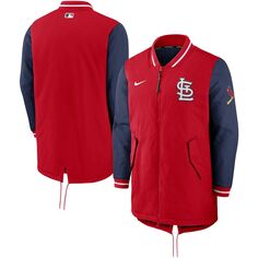 Мужская красная куртка с молнией во всю длину St. Louis Cardinals Dugout Performance Nike