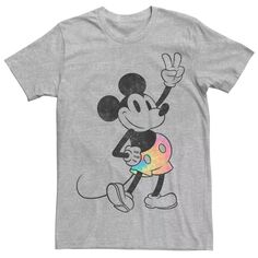 Мужская короткая футболка с изображением Микки Мауса и радужным знаком мира Disney