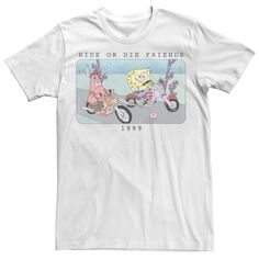 Мужская футболка SpongeBob SquarePants Ride or Die Friends 1999 с портретным рисунком Nickelodeon, белый