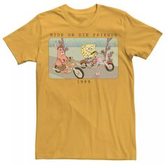 Мужская футболка SpongeBob SquarePants Ride or Die Friends 1999 с портретным рисунком Nickelodeon, золотой
