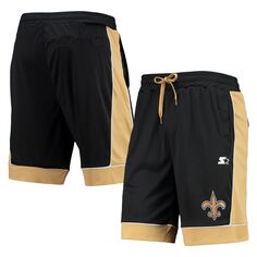 Мужские черные/золотые модные шорты, любимые фанатами New Orleans Saints Starter