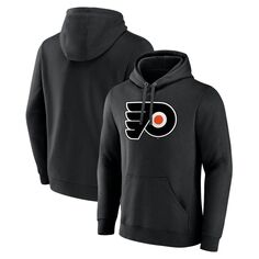 Мужской черный пуловер с капюшоном и логотипом Philadelphia Flyers Primary Fanatics