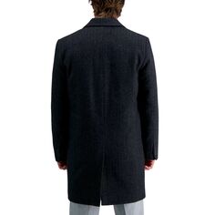 Мужское однобортное верхнее пальто средней длины из матового твила Haggar