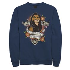 Мужской флисовый пуловер со шрамом «Король Лев» с гиенами в сопровождении идиотов Disney, синий