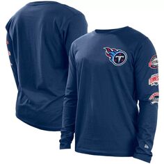 Мужская темно-синяя футболка с длинным рукавом Tennessee Titans Hype 2-Hit New Era