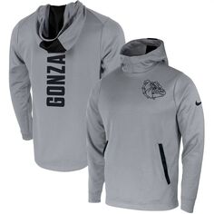 Мужской серый пуловер с капюшоном Gonzaga Bulldogs 2-Hit Performance Nike