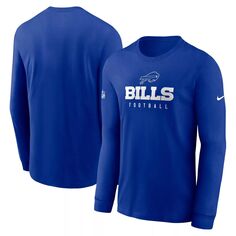 Мужская футболка с длинным рукавом Royal Buffalo Bills Sideline Performance Nike