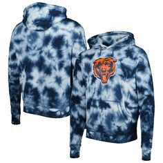 Мужской темно-синий пуловер с капюшоном Chicago Bears Team Tie Dye New Era