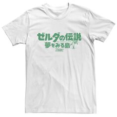 Мужская футболка Nintendo Link&apos;s Awakening японского цвета с зеленой надписью и короткими рукавами Licensed Character
