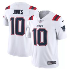 Мужская белая майка Mac Jones New England Patriots Vapor Limited Nike