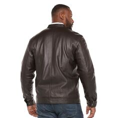 Винтажная кожаная кожаная куртка-гонщик Big &amp; Tall Vintage Leather, черный