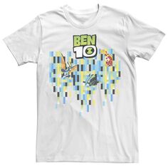 Мужская футболка с графическим рисунком Ben 10 Trio Pixel Portrait Licensed Character, белый