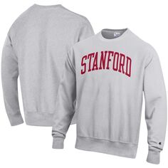 Мужской серый пуловер с принтом Stanford Cardinal Arch обратного плетения, толстовка Champion