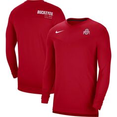 Мужская футболка Scarlet Ohio State Buckeyes 2022 Coach Performance с длинным рукавом и v-образным вырезом Nike
