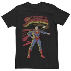 Мужская футболка с текстовым плакатом «Приключения Супермена» DC Comics, черный