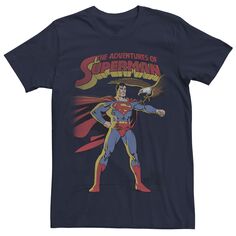 Мужская футболка с текстовым плакатом «Приключения Супермена» DC Comics, синий