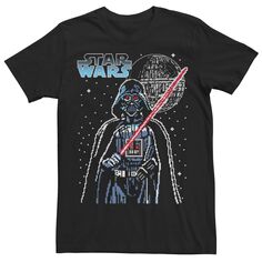 Мужская 8-битная пиксельная футболка «Дарт Вейдер со Звездой Смерти» Star Wars