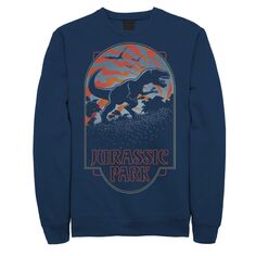 Мужской свитшот в тон с изображением заката и парка Юрского периода T Rex Silhouette Jurassic Park, синий