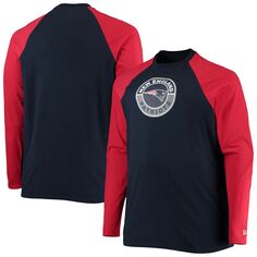 Мужская темно-синяя/красная футболка New England Patriots Big &amp; Tall League реглан с длинными рукавами New Era