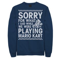 Мужской клетчатый свитшот «Извините» Nintendo Mario Kart Licensed Character