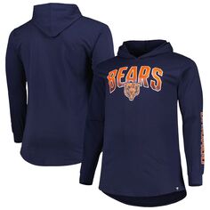 Мужской темно-синий пуловер с капюшоном с логотипом Chicago Bears Big &amp; Tall Front Runner Fanatics