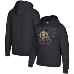 Мужской черный пуловер с капюшоном и классическим шлемом Mitchell &amp; Ness New Orleans Saints