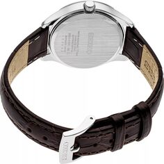 Женские часы Essentials с кремовым циферблатом и коричневым кожаным ремешком — SUR427 Seiko