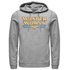 Мужская худи с винтажным рваным логотипом Wonder Woman DC Comics