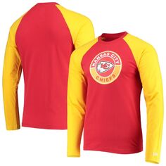 Мужская красная/золотая футболка Kansas City Chiefs League реглан с длинным рукавом New Era
