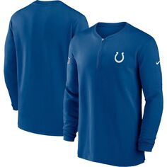 Мужская футболка Royal Indianapolis Colts 2023 Sideline Performance с молнией четверть рукава и длинными рукавами Nike