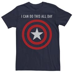 Мужская винтажная футболка с щитом «Капитан Америка» Marvel