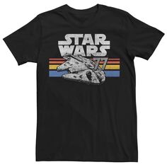 Мужская футболка с логотипом Millennium Falcon 77 Retro Lines Star Wars, черный