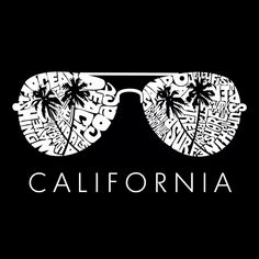 California Shades — мужская футболка с рисунком Word Art LA Pop Art, черный
