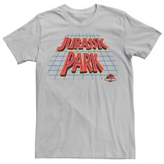 Мужская футболка с логотипом «Парк Юрского периода» и наклонной сеткой Licensed Character, серебристый