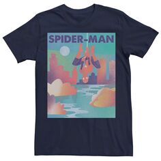 Мужская футболка с плакатом Marvel Spider-Man City Skyline Licensed Character