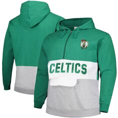 Мужской анорак с логотипом Kelly Green Boston Celtics Big &amp; Tall с капюшоном на молнии до половины Fanatics