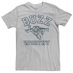 Мужская футболка с рисунком «Buzz Worthy» Disney/Pixar «История игрушек Базз Лайтер» Disney / Pixar, серебристый