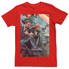 Мужская футболка с постером к фильму «Мир Юрского периода 2» Оуэна Клэра Jurassic World, красный